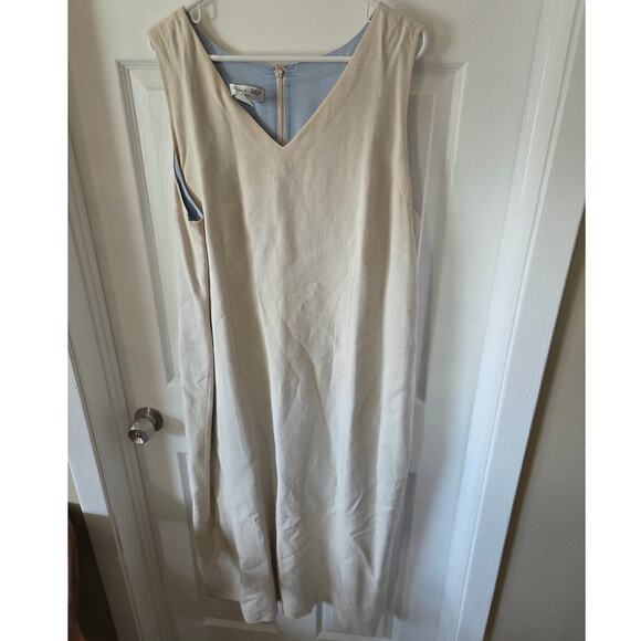 Deane-White Linen Blend Sheath Dress Plus Sz 20 Jacket Embroidered Floral - Picture 5 of 10